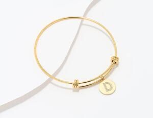Steel By Diamonique Gold Tone "D" Initial Bracelet Avg/Large